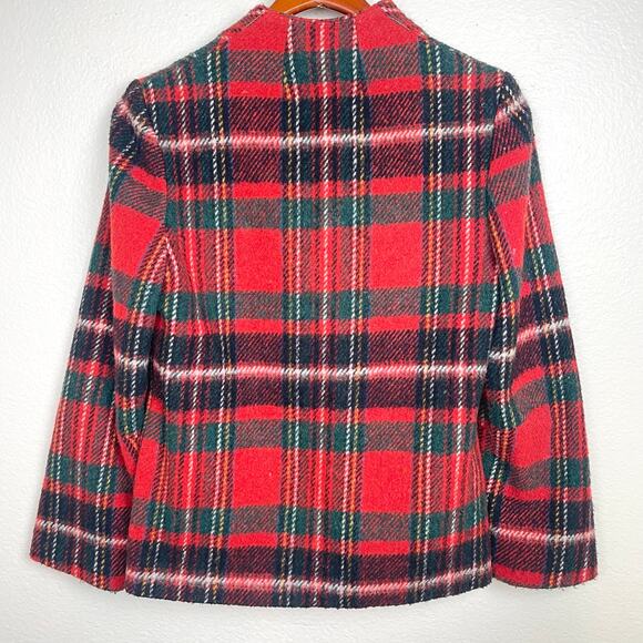 Vintage Womens Blazer Sz S Tartan Wool Scotland Plaid Coat Holiday Christmas - Picture 3 of 8